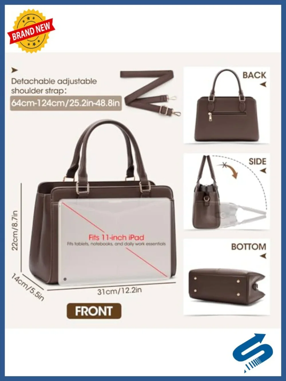 PU Leather Satchel Purse Structured Work Handbag with Bowknot and Shoulder
